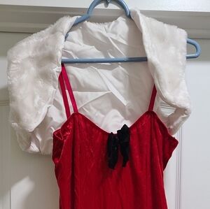 Christmas Velveteen Red Dress-SizeM/L
